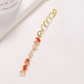 Golden spiral hair clip with peach and orange natural stone beads pendant on white background - Orange White Long
