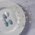 Detailed 5D relief nail art stickers with white daisies and green leaves pattern FEB-511 - Small Daisy Floral Style (FEB-511)