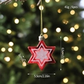 Set di 6 decorazioni natalizie a stella rossa con glitter argento e cordino dorato - Set da 6 / Pentagramma