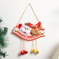 Decorazione natalizia per porta con Babbo Natale, renna in peluche e campanellini - Babbo Natale e Renna