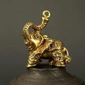 Figura de elefante de latón macizo vintage con patrones para ceremonias de té y decoración - Fuxiang Pequeño (con Anillo) / Bronce