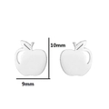 Minimalist silver apple stud earrings made of stainless steel with size measurements - 429 Apple / Steel