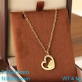 Golden stainless steel heart necklace with human and dog silhouette on suede stand - Person And Dog Hugging Heart Silhouette (KN292744-Z)