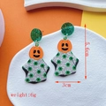 Pendientes de Halloween en acrílico con diseño de calabaza naranja y fantasma verde con purpurina - C-Estilo de Calabaza Fantasma Brillante