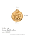 Vintage 18K gold plated stainless steel cupid angel embossed oval coin pendant - Cupid Hexagon Pendant - Gold