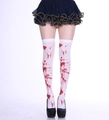 White Halloween over-the-knee stockings featuring realistic red blood splatters - One Size / Dark Red H Blood 3#