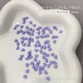 Blue-purple heart-shaped resin nail art charms in a white dish, 4x5mm size - 100 Pieces Set / Blue Purple