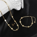 Elegant 18k gold plated stainless steel jewelry set with necklace bracelet and earrings - Round (S00058G-2)