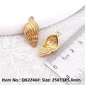 Pendentif coquillage réaliste en alliage doré avec anneau, dimensions 25x13x5,8 mm - QK2246# Conque / 25X13X5.8mm