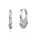 S925 Sterlingsilber Creolen mit geometrischen Rauten-Anhängern und Quasteneffekt - Silber