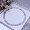 Classic lavender freshwater pearl necklace with silver clasp in a jewelry gift box - Purple