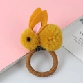 Cute yellow plush rabbit hair tie with colorful ears and brown elastic band for girls - Rabbit Hair Tie / Yellow