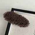 Detailed close-up of dark brown plush faux fur hair clip with soft fuzzy texture - Dark Coffee