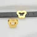 Golden butterfly slider beads for 8mm leather straps featuring a polished mirror finish - Gold Polished Butterfly / 8mm (Inner Diameter)