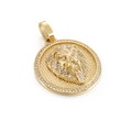 Hip hop lion head round pendant in 18k gold plating with micro-paved white zircons - Gold Lion Head Pendant Only (KP100507-K)