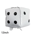12 inch white dice shaped foil balloon with black polka dots for casino party decoration - 12 Inch White Dice