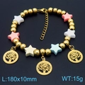 Titanium stalen armband met kleurrijke sterrenkralen en Levensboom bedels voor dames - Levensboom Stijl (KB183100-MN)