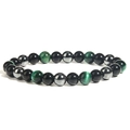 Bracelet pour hommes en œil de tigre vert, hématite et pierres d'obsidienne noire - 8mm Œil de Tigre Vert