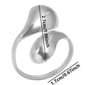 Detailed view of the adjustable irregular water drop ring with 2.7cm size dimensions - Silver