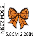 Orange basketball bow embroidery patch for kids clothes decoration measures 5.8cm - Bow Basketball Patch Style