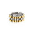 Anillo de hombre en acero de titanio con diseño de correa bicolor dorado y plata - US 6 / Oro y Plata