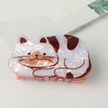 Cute calico cat acetate hair claw clip with marble texture and pink comb teeth - Lazy Calico Cat Style (C16-4-7)