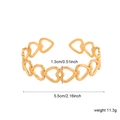 Minimalist 18k gold plated stainless steel hollow heart open bangle bracelet for women - Gold Linked Hearts