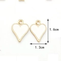 Ciondolo cuore dorato con smalto bianco per gioielli fai da te 1,3 cm x 1,6 cm - Cuore Bianco【1.3CM×1.6CM】