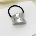 Detailed close-up of a smooth silver alloy hair cuff with sparkling inlaid rhinestones - Silver Rhinestone