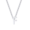 Polished silver stainless steel letter F pendant with a fine cable chain for women - Letter F / Silver