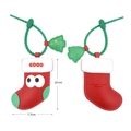 Étiquette de bagage chaussette de Noël en cuir PU rouge avec lanière verte - Chaussette de Noël Émaillée Rouge Blanc