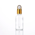 20ml; Gold Flower Basket Cap + White Rubber Dropper + Transparent Bottle; Glass