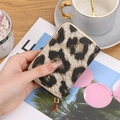 Compact leopard print accordion card wallet with gold zipper and multi-slot design - Apricot