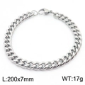 Bracciale a catena barbazzale in acciaio inossidabile argento da uomo, 7mm x 200mm - 7mm / Argento