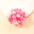 Pink ribbon hair tie with ribbed texture and handmade curly flower design for girls - Two-tone Pink