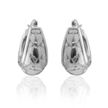 Irregular liquid lava heart stud earrings with silver finish on white background - Silver XLEH019-1 (Heart Embossed)