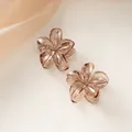 Pair of large amber gradient flower hair claws made of glossy resin for ponytails - Coffee [4cm Small]