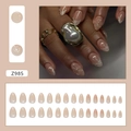 Korte amandel plaknagels met 3D-bloemaccenten en elegante nude roze kleurverloop - Z985 3D Ijsbloem (Lijmstijl)