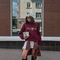 Sweat bordeaux oversize avec broderie de lettres premium et manches longues - S / Bordeaux