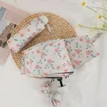Mini five-fold pocket umbrella in beige with floral patterns and a hard storage case - 5-Fold Manual Style - Little Red Flower
