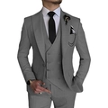 Detail of gray three-piece suit with double-breasted vest and refined fabric texture - Gray
