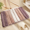 Absorbent rainbow striped bath mat in purple and brown for cozy bathroom decor - Piano Key - Lotus Beige