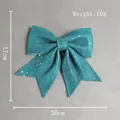 Fiocco di Natale glitterato blu petrolio da 20 cm per alberi e pacchi regalo - Blu Lago