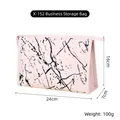 Detailed view of pink marble PU leather makeup bag with 24x16x7cm size dimensions - X-152 Briefcase Style Storage Light Pink