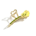 Elegant gold hair claw clip featuring green bamboo leaves and white pearl accents - Bamboo Joint Shape / Yellow Bamboo