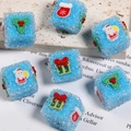 Perla di Natale satinata blu con motivo Babbo Natale per accessori gioielli DIY - Stile Natalizio-7 (Blu Smerigliato/Babbo Natale) / 21mm / Stile di Natale 7