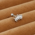 Silver stainless steel marquise zircon cartilage stud earring in brown velvet box - Four Marquise Bar / Silver