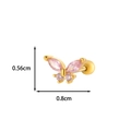 Detail showing pink butterfly zircon earring size 0.8cm by 0.56cm with gold base - Butterfly Pink Zircon Style (6#) / Gold