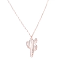 Detalle del collar con colgante de cactus hueco en oro rosa y cadena de eslabones finos - Oro Rosa