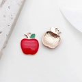DIY roter Emaille-Apfelanhänger mit goldener Metallrückseite für Schmuck und Zubehör - Apfel 12x15mm
